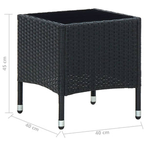 Tavolo da Giardino Nero 40x40x45 cm in Polyrattan 45901