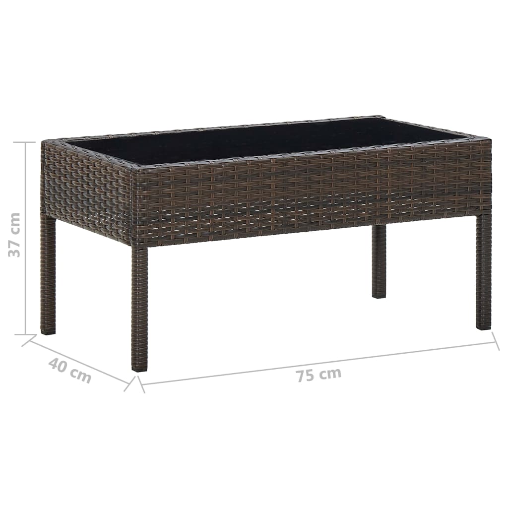 Tavolo da Giardino Marrone 75x40x37 cm in Polyrattan cod mxl 48175