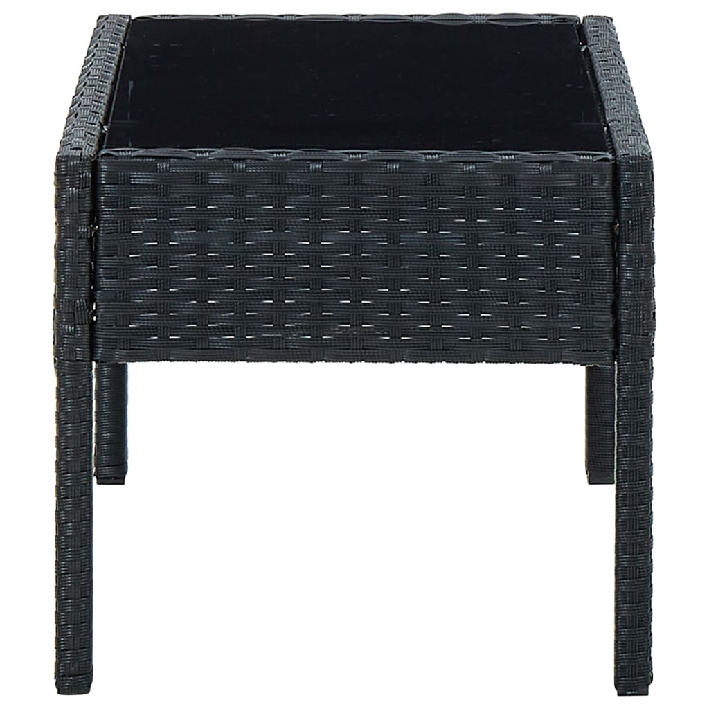 Tavolo da Giardino Nero 75x40x37 cm in Polyrattan 45904