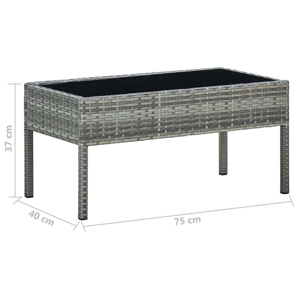 Tavolo da Giardino Grigio 75x40x37 cm in Polyrattan cod mxl 34502