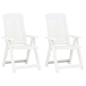 Sedie Reclinabili da Giardino 2 pz in Plastica Bianca