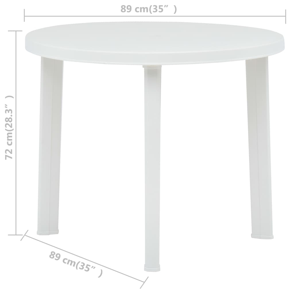 Tavolo da Giardino Bianco 89 cm in Plastica 48805