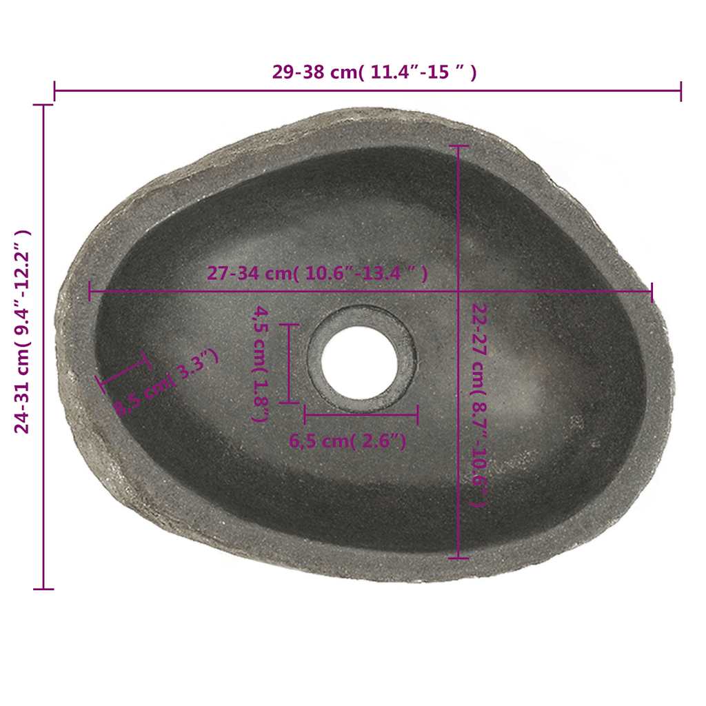 Lavandino in Pietra di Fiume Ovale (29-38)x(24-31) cm 146212