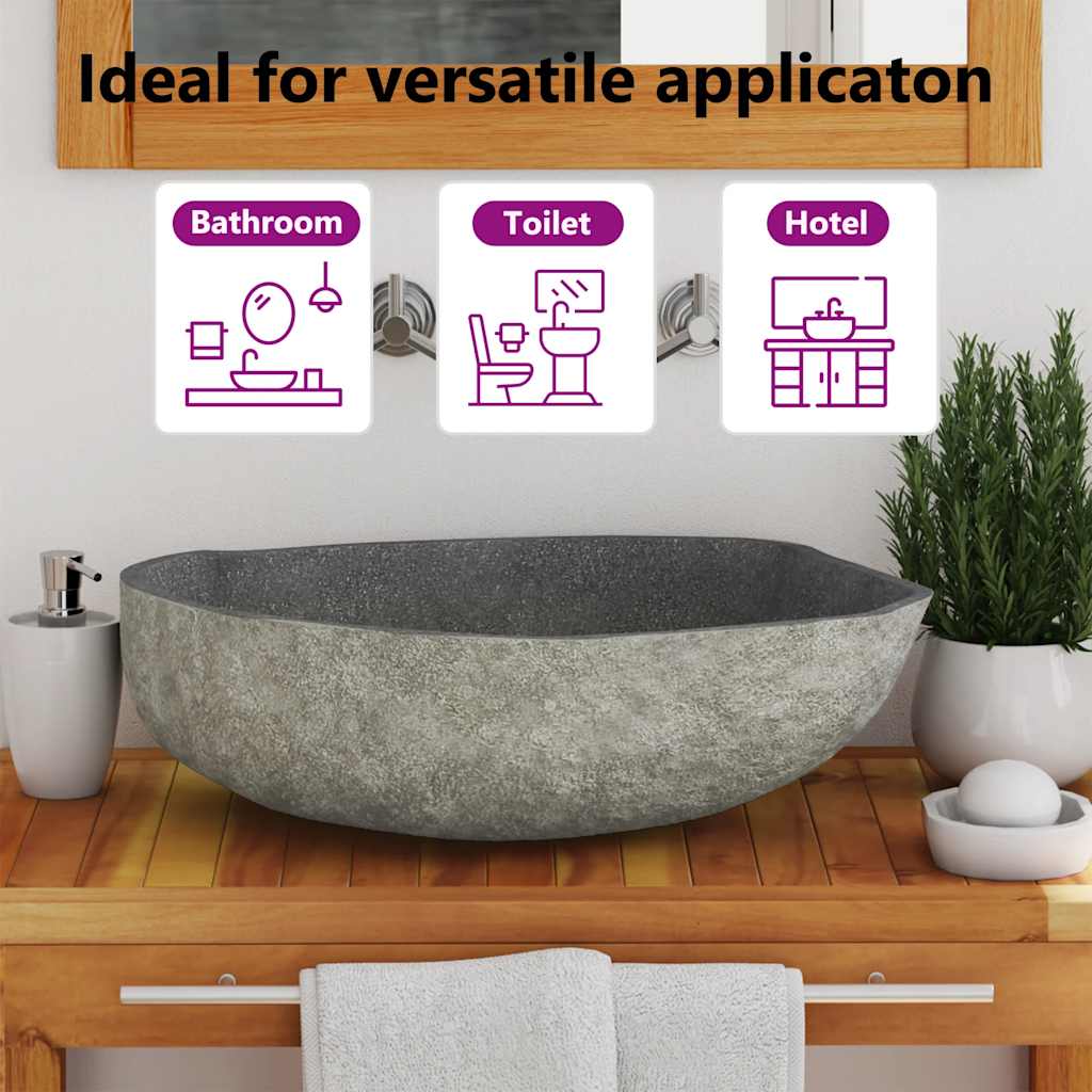 Lavandino in Pietra di Fiume Ovale 45-53 cm   cod mxl 53541