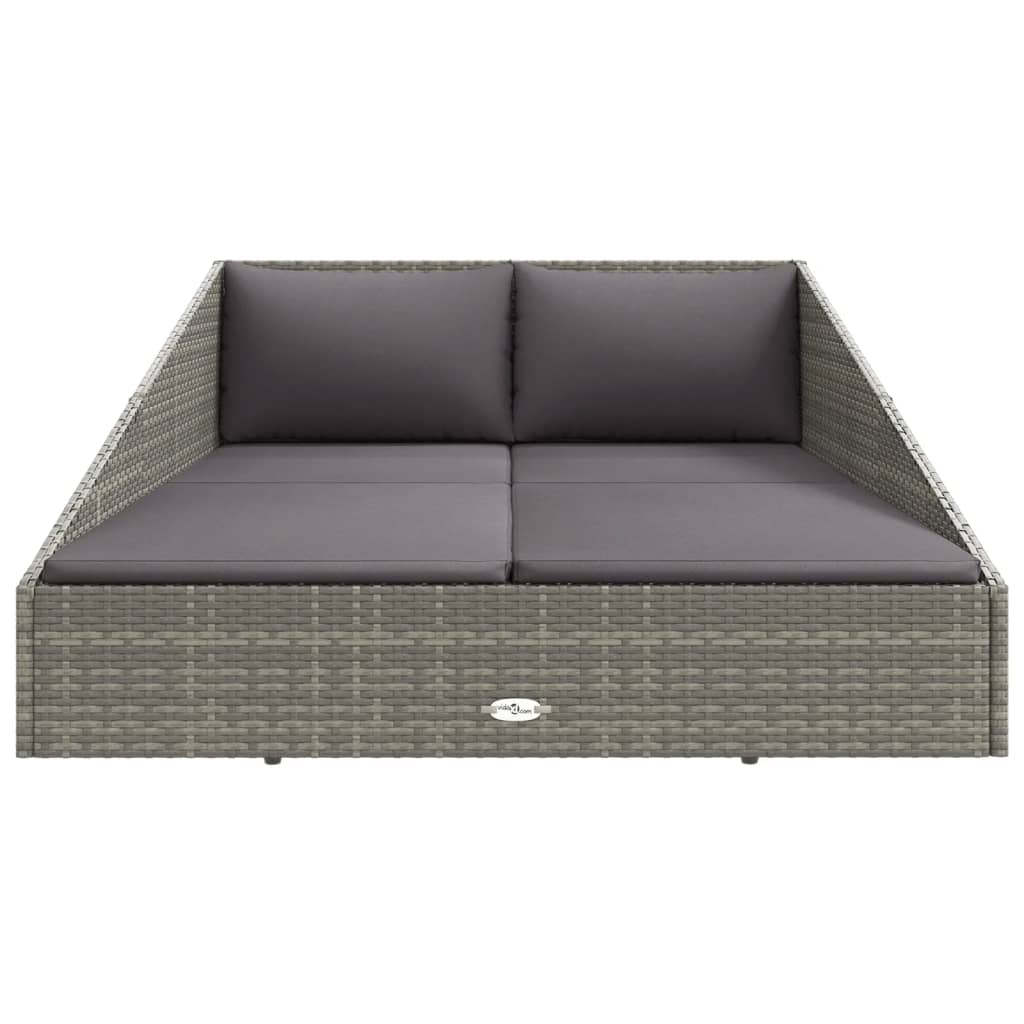 Lettino da Giardino Grigio 200x139 cm in Polyrattan cod mxl 73459