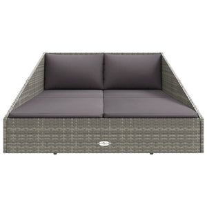 Lettino da Giardino Grigio 200x139 cm in Polyrattan cod mxl 73459