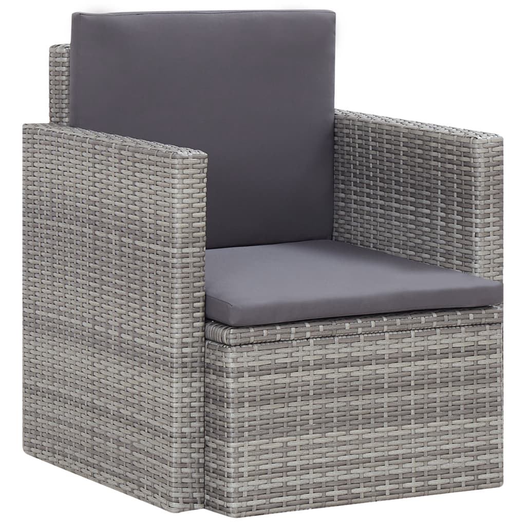 Sedia da Giardino con Cuscini in Polyrattan Grigio cod mxl 23815