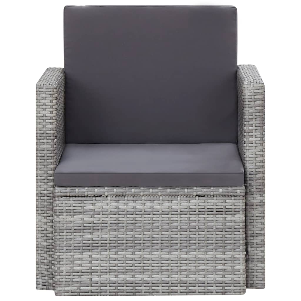 Sedia da Giardino con Cuscini in Polyrattan Grigio 45781
