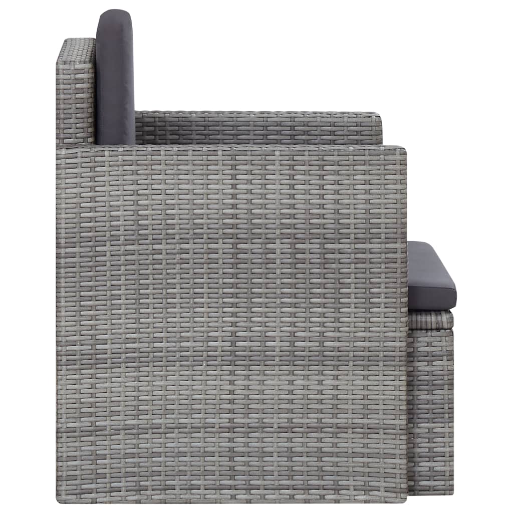 Sedia da Giardino con Cuscini in Polyrattan Grigio 45781