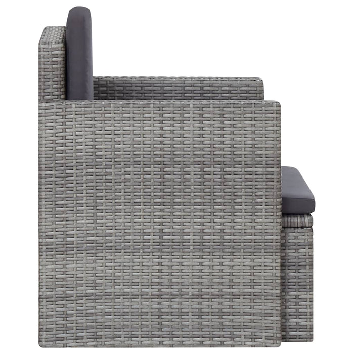 Sedia da Giardino con Cuscini in Polyrattan Grigio 45781