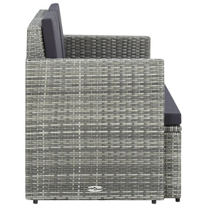 Divano da Giardino a 2 Posti con Cuscini Grigio in Polyrattan 45783
