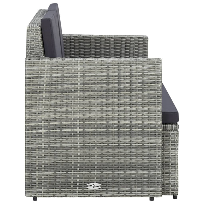 Divano da Giardino a 2 Posti con Cuscini Grigio in Polyrattan 45783