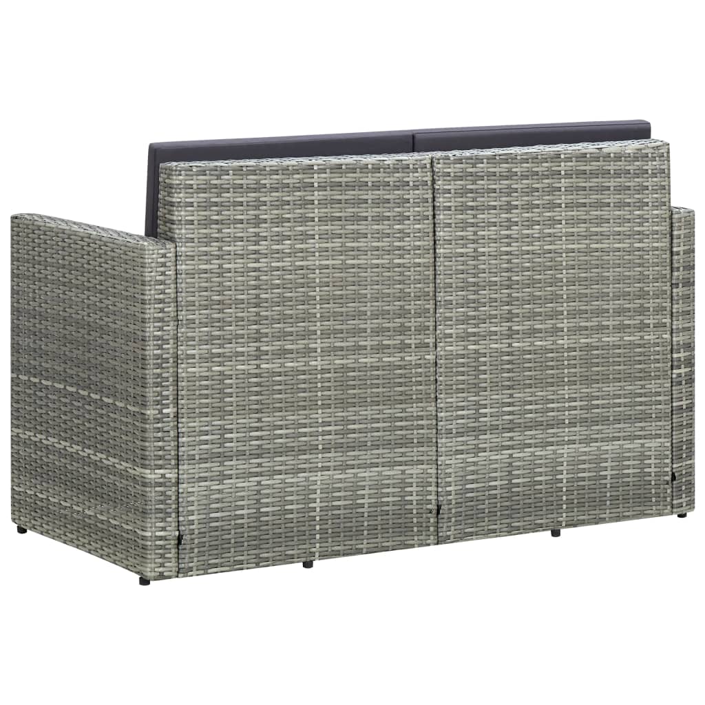 Divano da Giardino a 2 Posti con Cuscini Grigio in Polyrattan 45783