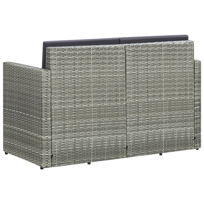 Divano da Giardino a 2 Posti con Cuscini Grigio in Polyrattan 45783