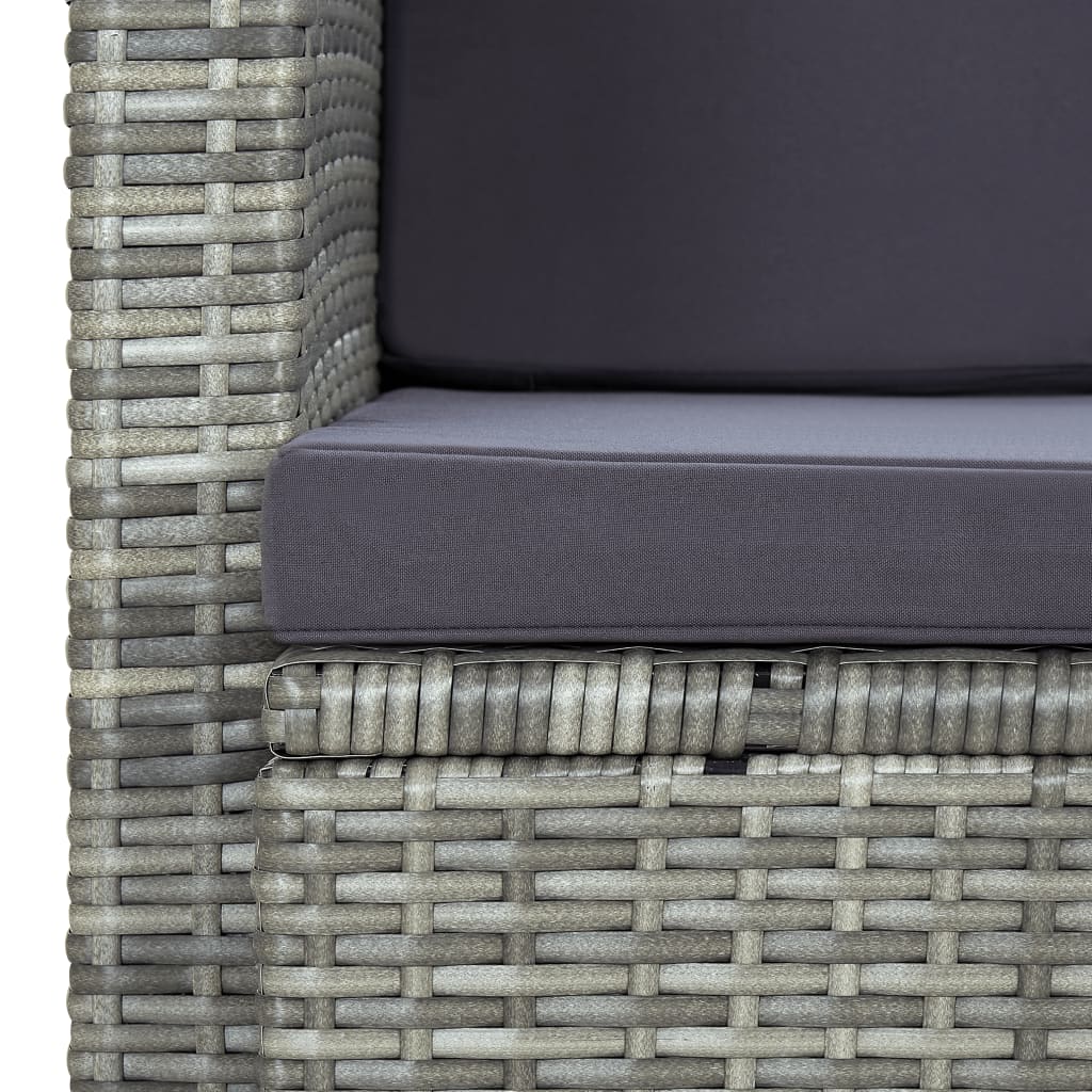 Divano da Giardino a 2 Posti con Cuscini Grigio in Polyrattan 45783