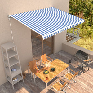 Tenda da Sole Retrattile Manuale 400x300 cm Blu e Bianca 3051212