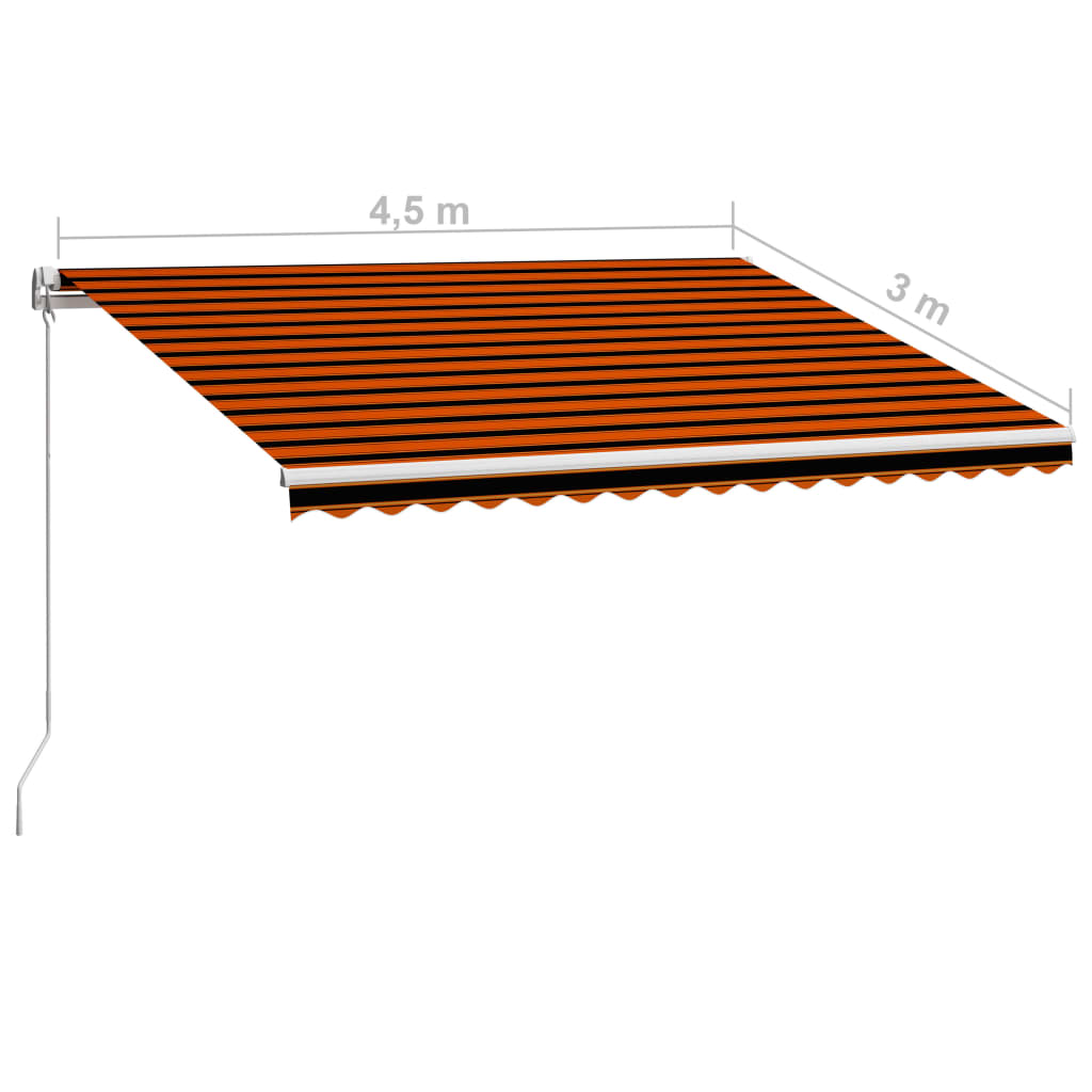 Tenda da Sole Retrattile Manuale 450x300 cm Arancione e Marrone 3051219