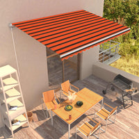 Tenda da Sole Retrattile Manuale 450x300 cm Arancione e Marrone 3051219