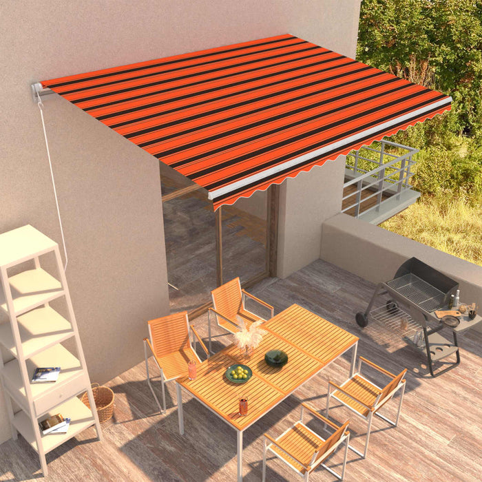 Tenda da Sole Retrattile Manuale 450x300 cm Arancione e Marrone 3051219