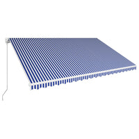 Tenda da Sole Retrattile Manuale 500x300 cm Blu e Bianca cod mxl 73725