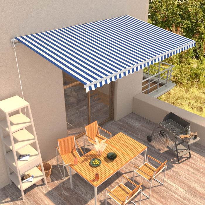 Tenda da Sole Retrattile Manuale 500x300 cm Blu e Bianca cod mxl 73725