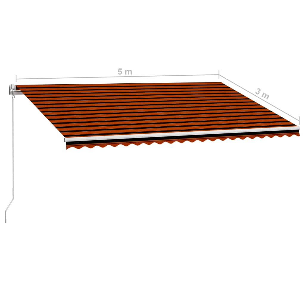 Tenda da Sole Retrattile Manuale 500x300 cm Arancione e Marrone 3051222