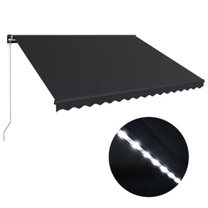 Tenda da Sole Retrattile Manuale con LED 400x300 cm Antracite 3051245