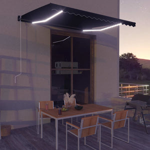Tenda da Sole Retrattile Manuale con LED 400x300 cm Antracite 3051245