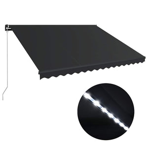 Tenda da Sole Retrattile Manuale con LED 450x300 cm Antracite 3051246