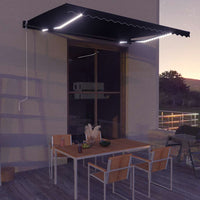 Tenda da Sole Retrattile Manuale con LED 450x300 cm Antracite 3051246