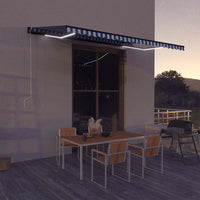 Tenda con Sensore Vento e LED 500x300 cm Blu e Bianca 3051283