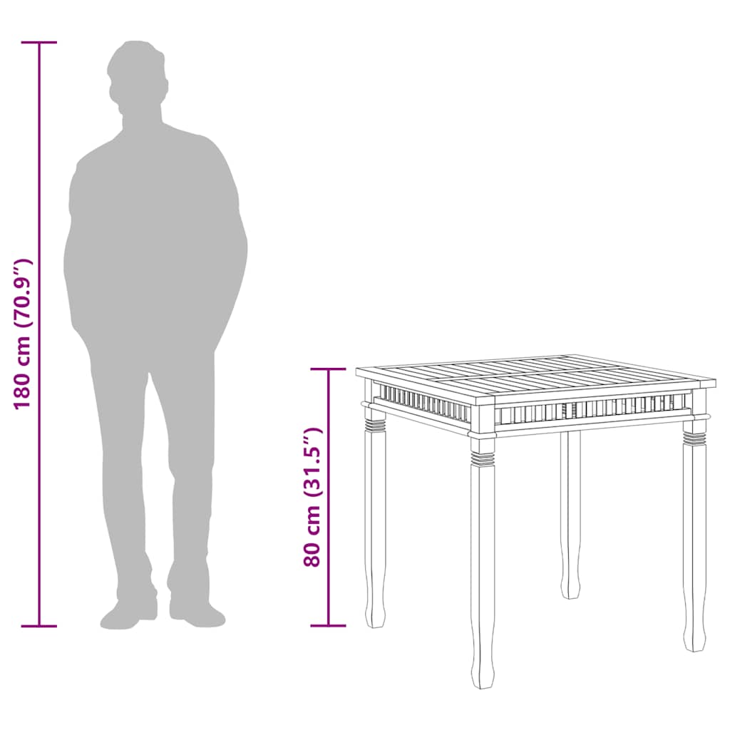 Tavolo da Pranzo per Giardino 80x80x80 cm in Massello di Teak 49384