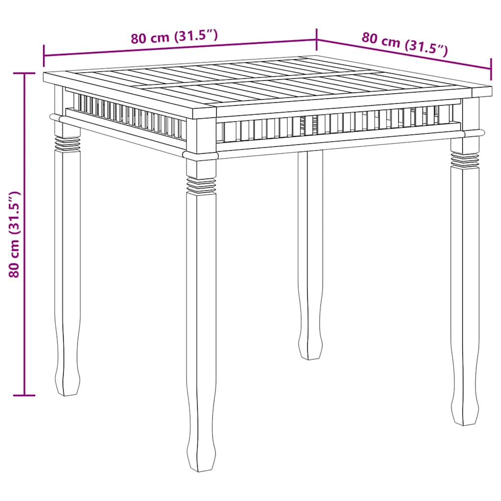 Tavolo da Pranzo per Giardino 80x80x80 cm in Massello di Teak 49384