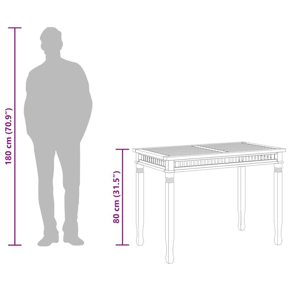 Tavolo da Pranzo per Giardino 110x65x80 cm in Massello di Teak 49385