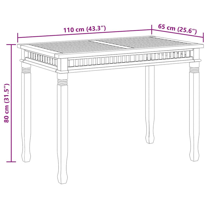 Tavolo da Pranzo per Giardino 110x65x80 cm in Massello di Teak 49385