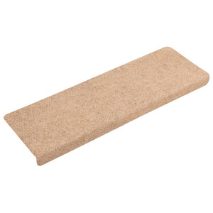 Tappetini per Scale Tessuto Agugliato 15 pz 65x21x4 cm Crema 134561
