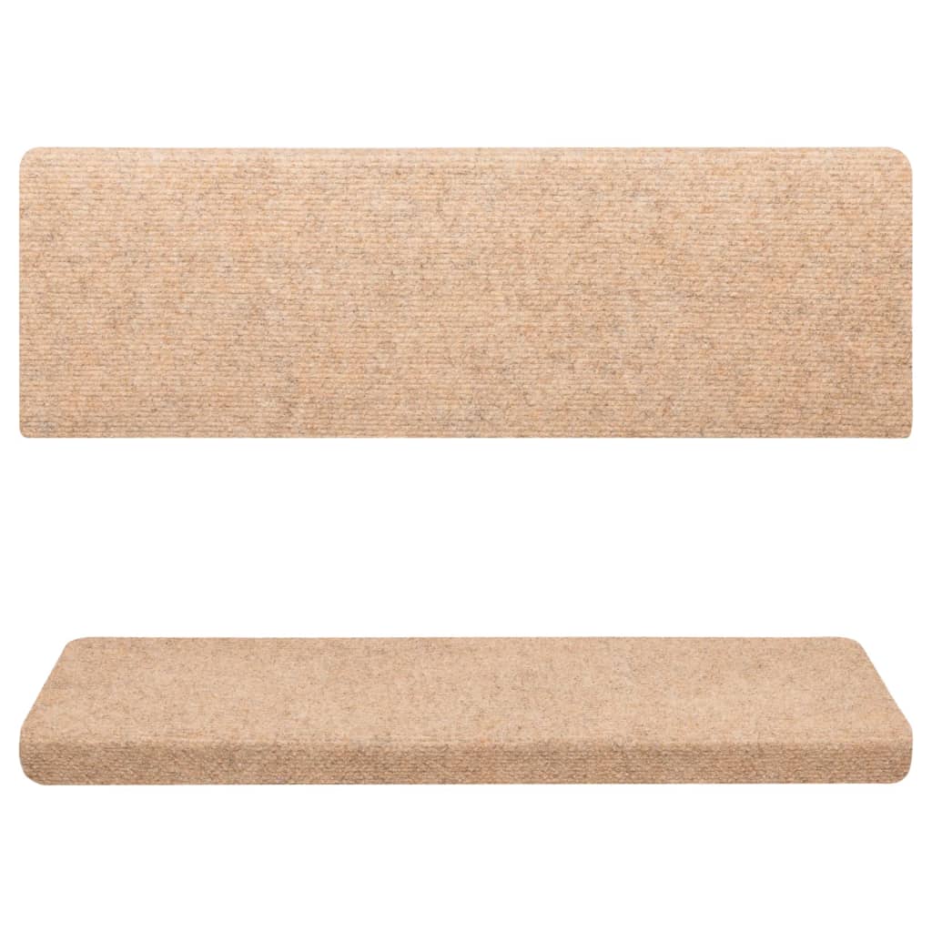Tappetini per Scale Tessuto Agugliato 15 pz 65x21x4 cm Crema 134561