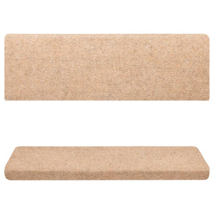 Tappetini per Scale Tessuto Agugliato 15 pz 65x21x4 cm Crema 134561