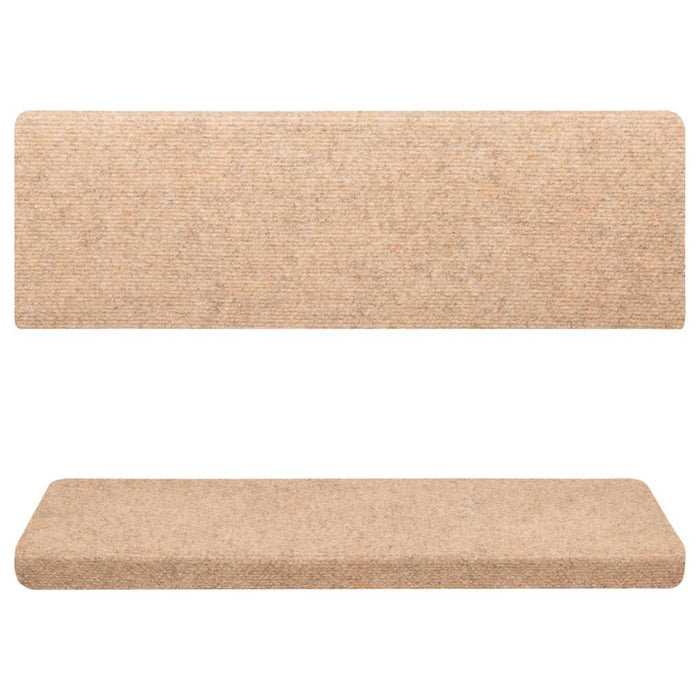 Tappetini per Scale Tessuto Agugliato 15 pz 65x21x4 cm Crema 134561