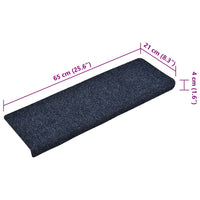 Tappetini per Scale Tessuto Agugliato 15 pz 65x21x4 cm Blu 134566