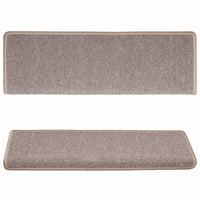 Tappetini per scale 15 pz 65x21x4 cm Marrone chiaro Bordo rettangolare 134569