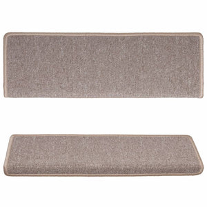 Tappetini per scale 15 pz 65x21x4 cm Marrone chiaro Bordo rettangolare 134569