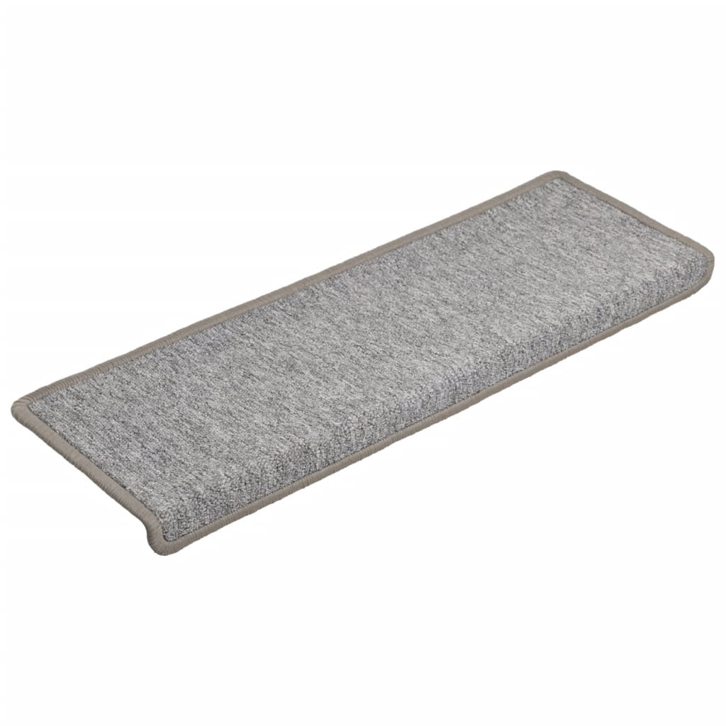 Tappetini per scale 15 pz 65x21x4 cm Grigio chiaro Bordo rettangolare 134570