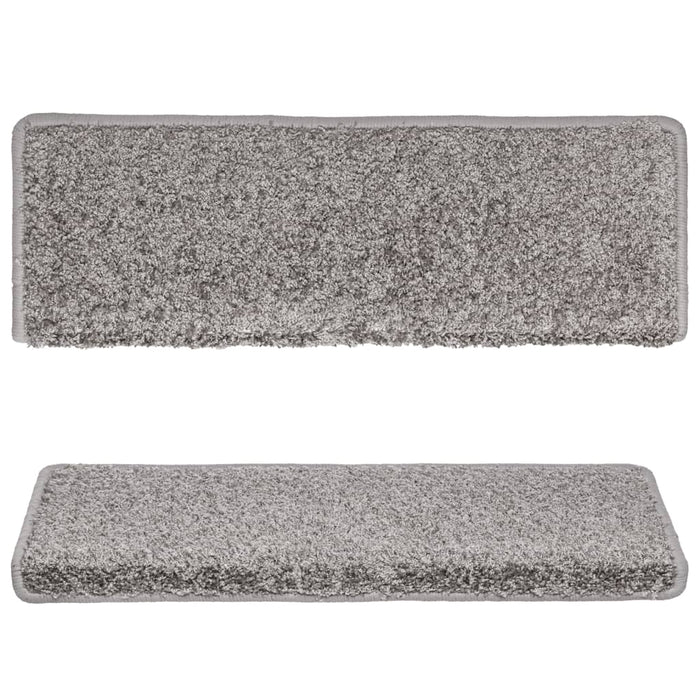 Tappetini per scale 15 pz 65x21x4 cm Grigio Bordo rettangolare 134575