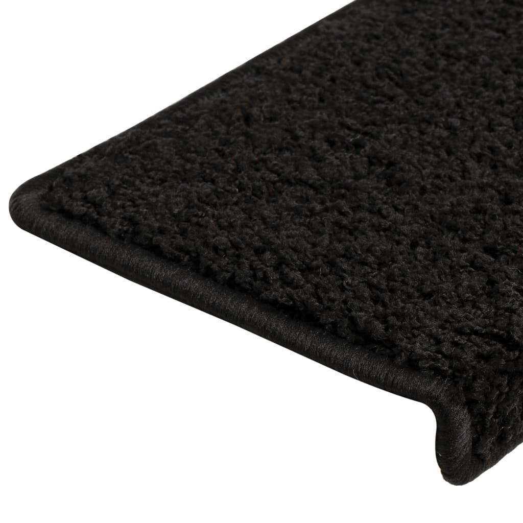 Tappetini per scale 15 pz 65x21x4 cm Nero Bordo rettangolare 134576