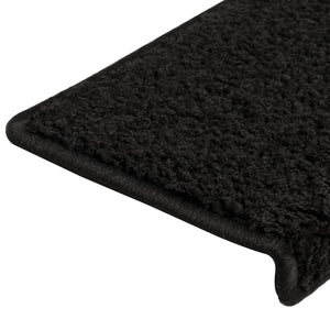 Tappetini per scale 15 pz 65x21x4 cm Nero Bordo rettangolare 134576