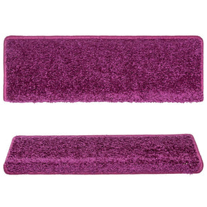 Tappetini per scale 15 pz 65x21x4 cm Viola Bordo rettangolare 134580