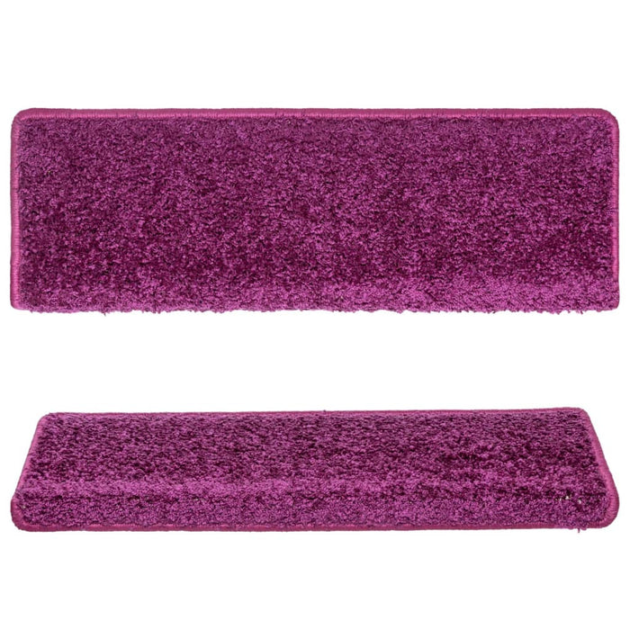 Tappetini per scale 15 pz 65x21x4 cm Viola Bordo rettangolare 134580