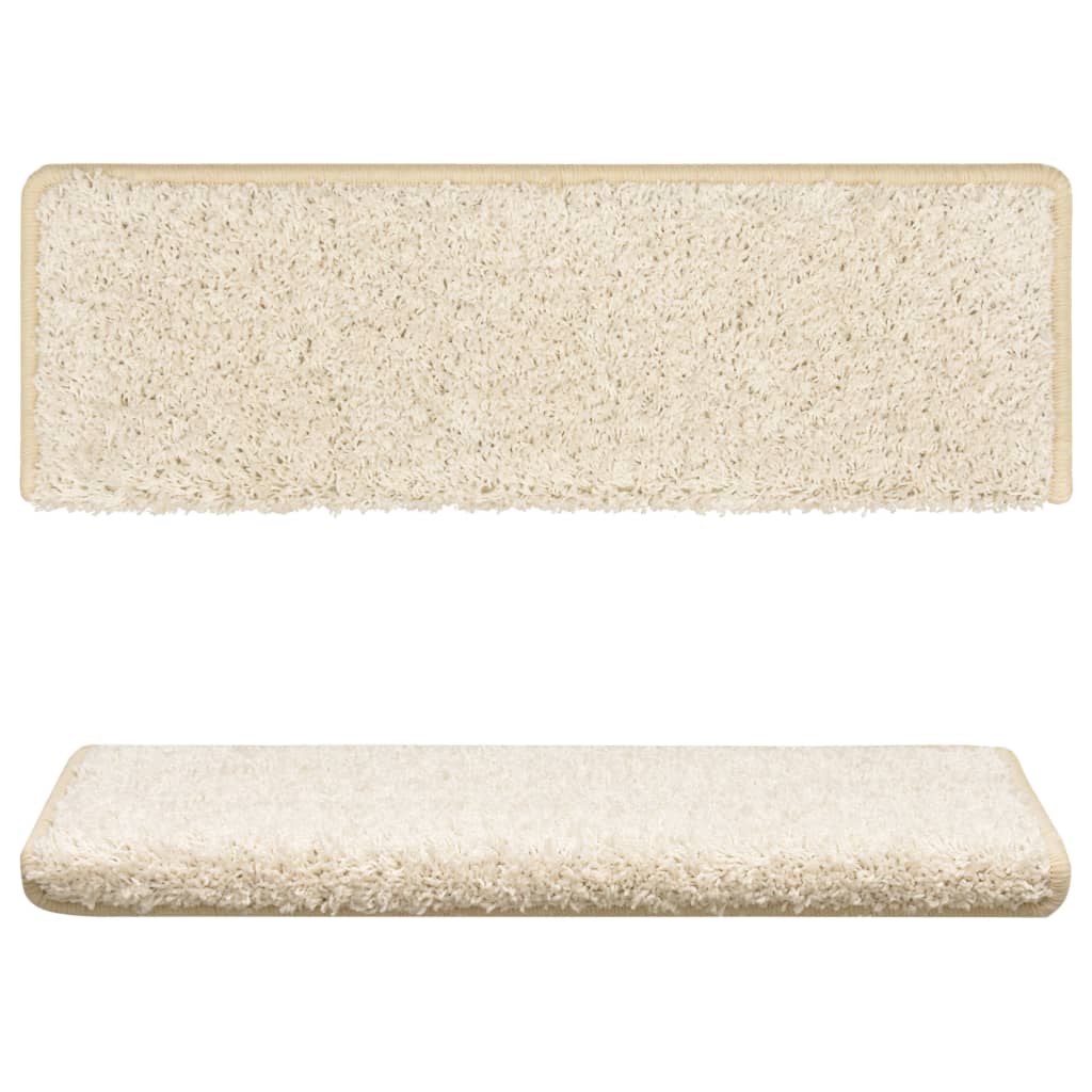 Tappetini per scale 15 pz 65x21x4 cm bianchi con bordo rettangolare 134581