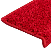 Tappetini per scale 15 pz 65x21x4 cm Rosso Bordo rettangolare 134582